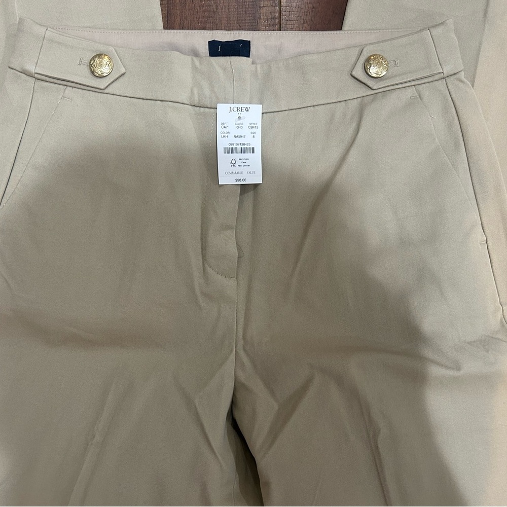 J. Crew  NWT Khaki Wide Leg Sailor Pants Size 8